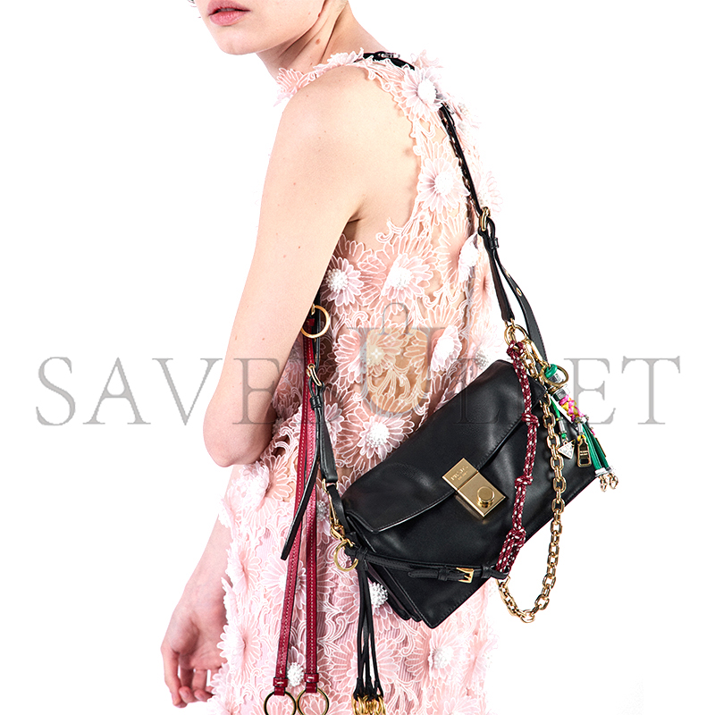Pra*a soft sound small leather shoulder bag with charms 1bd379 (24*13.5*5cm)